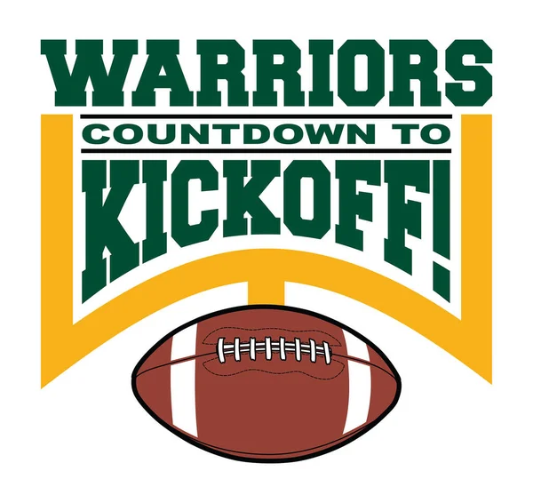 Football Countdown Kickoff Warriors Modello Design Squadra Che Include Testo — Vettoriale Stock