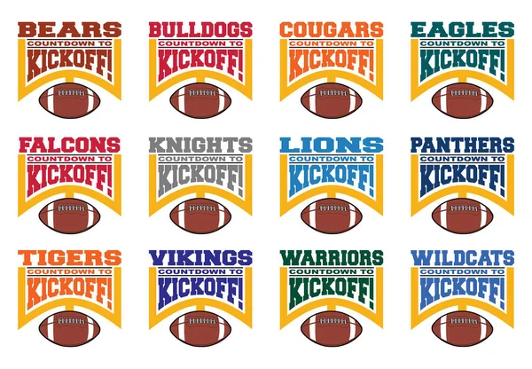 Football Team Design Bundle Color Odliczanie Kickoff Kolekcja Szablonów Projektowania — Wektor stockowy