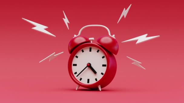 Réveil Rouge Sonnant Sur Fond Rouge Animation Une Horloge Qui — Video