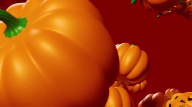 Cadılar Bayramı balkabaklarından düşmek. Düşen Jack O 'Lanternlerin 4k 3d döngü animasyonu