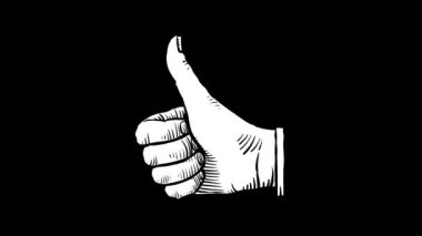 Başparmaklar yukarı. 4k el başparmağı havada bir elin animasyonu