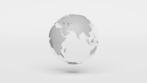 Вращающаяся Земля Формы Континентов Вращающихся Прозрачной Сфере Анимация Циклов — стоковое видео