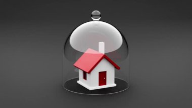 Dönen cam saatle kaplı bir ev.