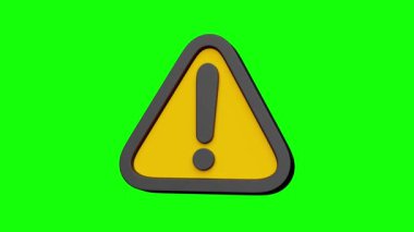 Yeşil arkaplanda uyarı işareti izole edildi