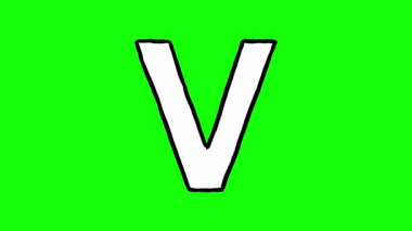 El çizimi U, V, W, X, Y, Z harflerinin yeşil arkaplanda belirmesi ve dönmesi