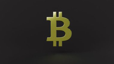 Bitcoin sembolü koyu arkaplan döngüsü 3d animasyonunu açıyor