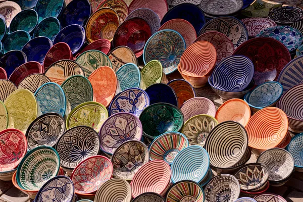 Moroccan Handmade and painted bowls. Street market - Fez, Morocco