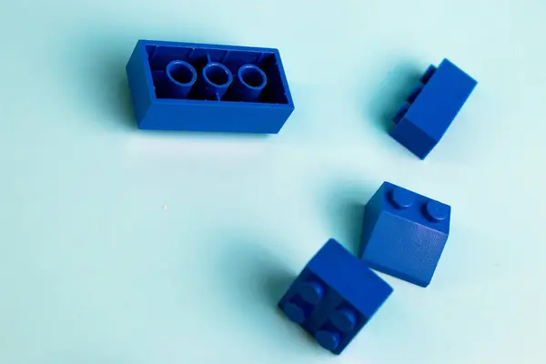 Blauwe Plastic Bouwstenen — Stockfoto