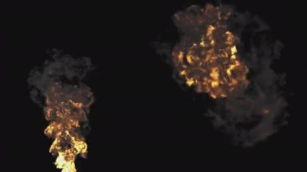 Płomień Ogień Dym Przezroczystym Tle Kanałem Alfa — Wideo stockowe