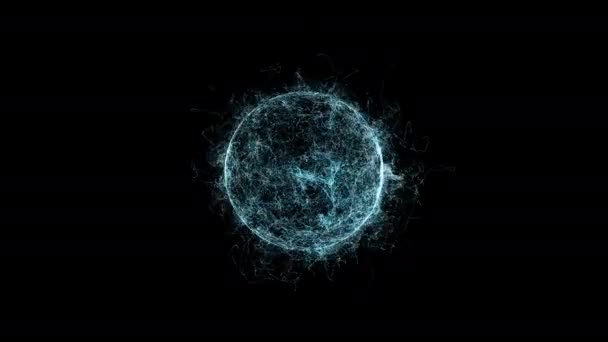 Esfera Abstrata Partículas Luminosas Movimento Sobre Fundo Transparente — Vídeo de Stock