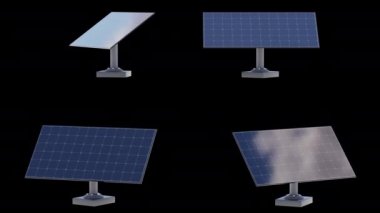 Solar panels rotate on a transparent background.
