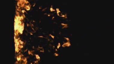 Yangın, alev, patlamalar, duman, duman ve alfa kanalı ile şeffaf arkaplanda yanan video geçişleri.