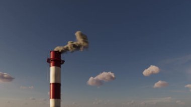 Fabrika bacası atmosferi kirleten dumanlar tütüyor.