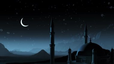 Cami ve ay. Ramazan tatili. 