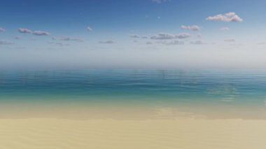 Tropik plaj ve deniz üzerinde palmiye ağacı. Seyahat, seyahat, turizm, tatil.