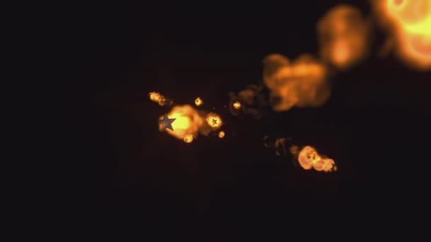 Feurige Sterne Fliegen Den Weltraum Feuer Flamme Explosionen Rauch Rauch — Stockvideo