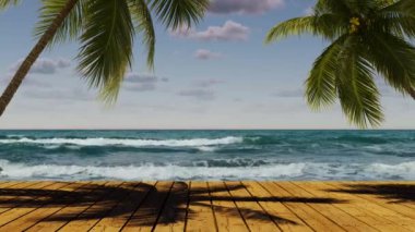 Palmiye ağaçlarıyla plajda tatil, tatil, turizm. Seyahat, seyahat, turizm, tatil, dinlenme..