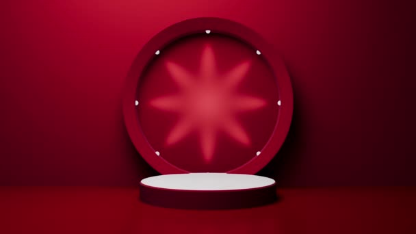 Podio Iluminado Rojo Para Anunciación Publicidad Cosméticos Perfumería — Vídeos de Stock