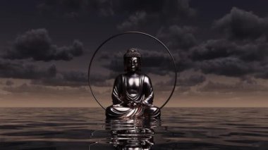 Sonsuz bir barış ve fırtına okyanusu üzerinde meditasyon yapmak. Dinler, inanç, özgürlük yolu..