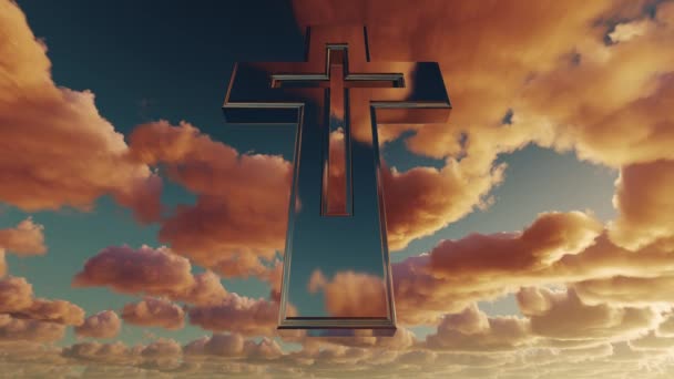 Святий Християнський Хрест Хмарах — стокове відео