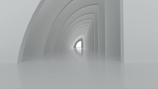 White Endless Corridor Tunnel Leads Freedom — Stock Video