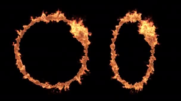 Πυρκαγιά Καύση Δαχτυλίδια Ένα Διαφανές Φόντο Ένα Κανάλι Alpha Fire — Αρχείο Βίντεο