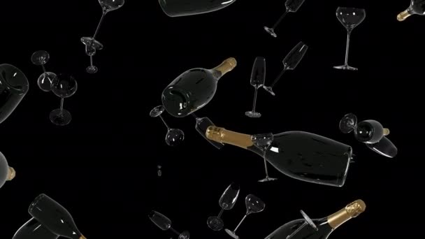Textura Šampaňského Sklenic Průhledném Pozadí Alfa Kanálem — Stock video
