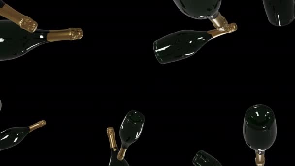 Textur Aus Champagner Und Gläsern Auf Transparentem Hintergrund Mit Alphakanal — Stockvideo