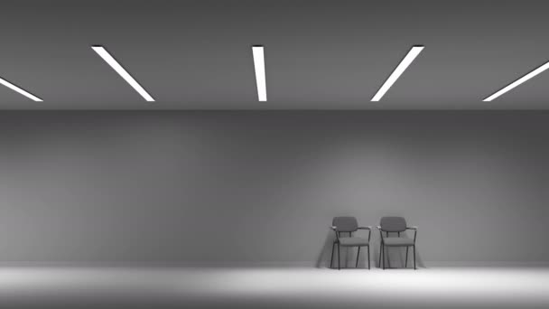 Biały Pokój Krzesłami Lampami — Wideo stockowe