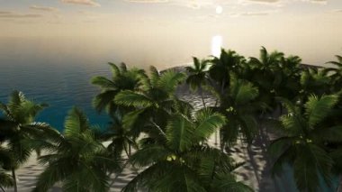 Güzel bir yaz, deniz kenarındaki tropikal manzaralar palmiye ağaçları, deniz ve plajlar. Seyahat, seyahat, turizm, tatil, dinlenme.