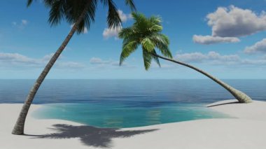 Güzel bir yaz, deniz kenarındaki tropikal manzaralar palmiye ağaçları, deniz ve plajlar. Seyahat, seyahat, turizm, tatil, dinlenme.