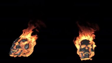 Şeffaf arkaplanda alfa kanalıyla insan kafatası yakılıyor.