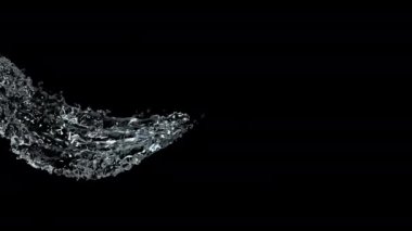 Değişik su şekilleri hareket eder ve akar, sıvının alfa kanalı ile şeffaf bir arkaplan üzerinde sıçraması ve hareketi