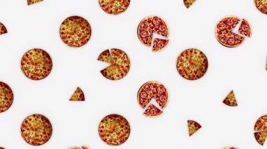  Beyaz arka plan, çeşitli gıda ürünleri taşınıyor, pizza....