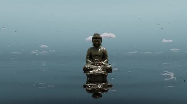 Yogi ya da Buda meditasyon yaparken suyun yüzeyinde otururlar. Buda, Budizm, din, meditasyon, dua, zen