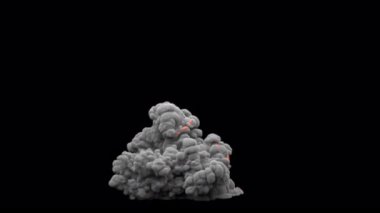 Alevli patlama ve alfa kanalı ile şeffaf arkaplanda duman.