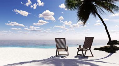 Beautiful views of palm trees and the sea during a tropical vacation.Travel, trip, tourism, vacation, relax, weekend.