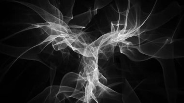 Soyut yansımalar, siyah bir arkaplanda hareket eden nedensel ışınlar