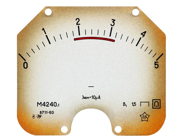 线圈电流为10微安的M4240 伏特计或安培计 1974年 电器元件的刻度 — 图库照片