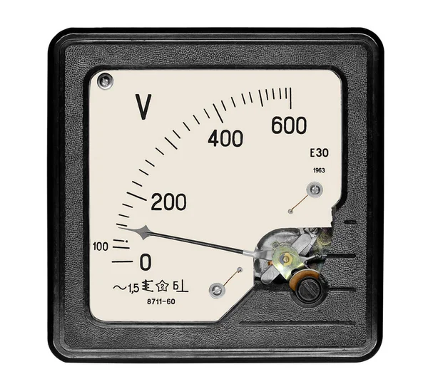 用于600伏特交流电的正方形黑色电压表E30 1963年 — 图库照片