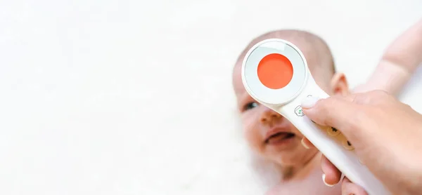 Temperature Baby Child Sick Banner Doctor Check Cold Flu Baby — Stock Photo, Image
