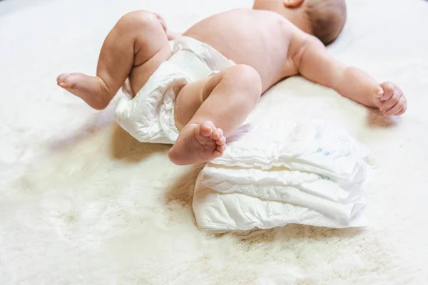 Diaper Changing Kid Newborn Banner Happy Cute Infant Baby Nappy — Stock Photo, Image