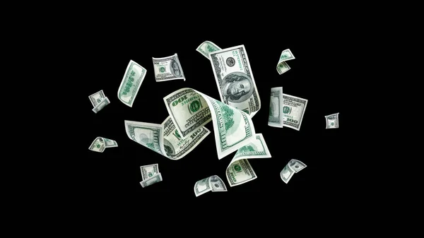 Dollar Sign American Money Cash Black Background Bill Money Falling — Stock Photo, Image