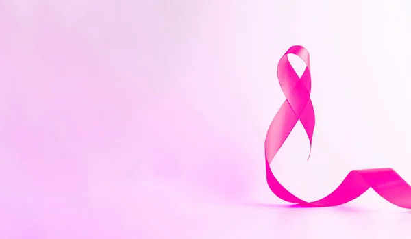 Розовый Баннер Ленты Символ Здравоохранения Розовая Лента Белом Фоне Поддержка — стоковое фото