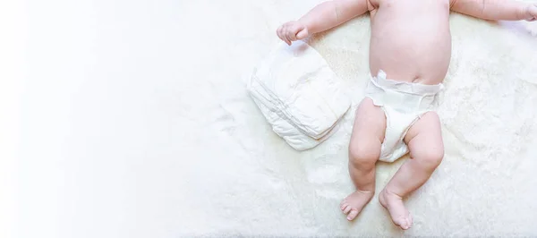 Подгузник Меняющий Детский Плакат Счастливый Милый Младенец Подгузнике Белый Фон — стоковое фото