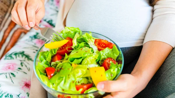 Pregnant Healthy Food Diet Pregnancy Woman Eating Nutrition Diet Food — Stock Fotó