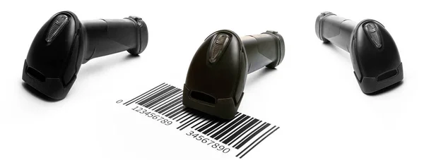 Streckkodsläsare Inställd Läsare Laserskanner För Lager Detaljhandel Etikett Streckkodsläsare Isolerad — Stockfoto