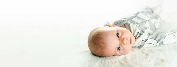 Dziecko Uroczy Baner Dziecka Happy Cute Baby Baby Girl Leżące — Zdjęcie stockowe