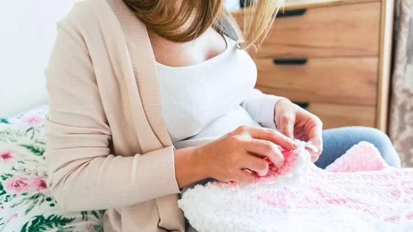 Chaussettes Tricot Femme Enceinte Mère Enceinte Crochet Tissu Enfant Mignon — Photo