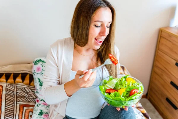 Pregnant Healthy Food Diet Pregnancy Woman Eating Nutrition Diet Food — Stock Photo, Image